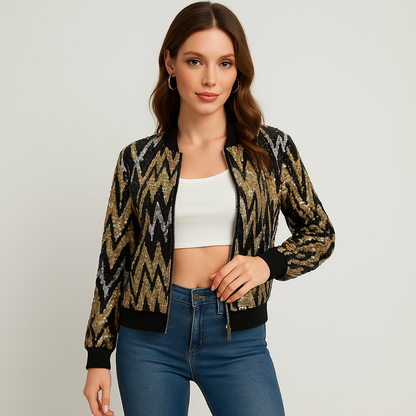 Thea Bomberjakke - Palietter - Unik Stil - Komfort