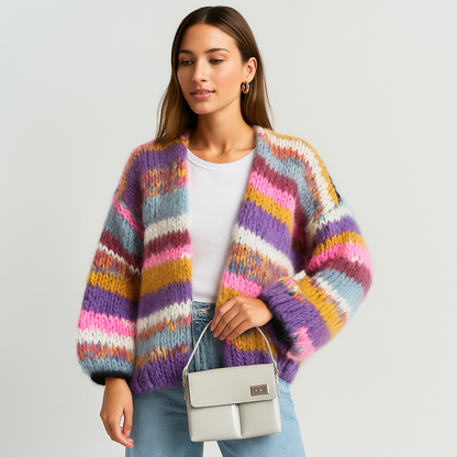 Stilla - Multifarvet Cozy Cardigan - Blød Komfort & Stil