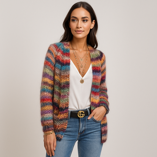 Flerfarvet Cashmere Cardigan - Blød & Elegant Komfort