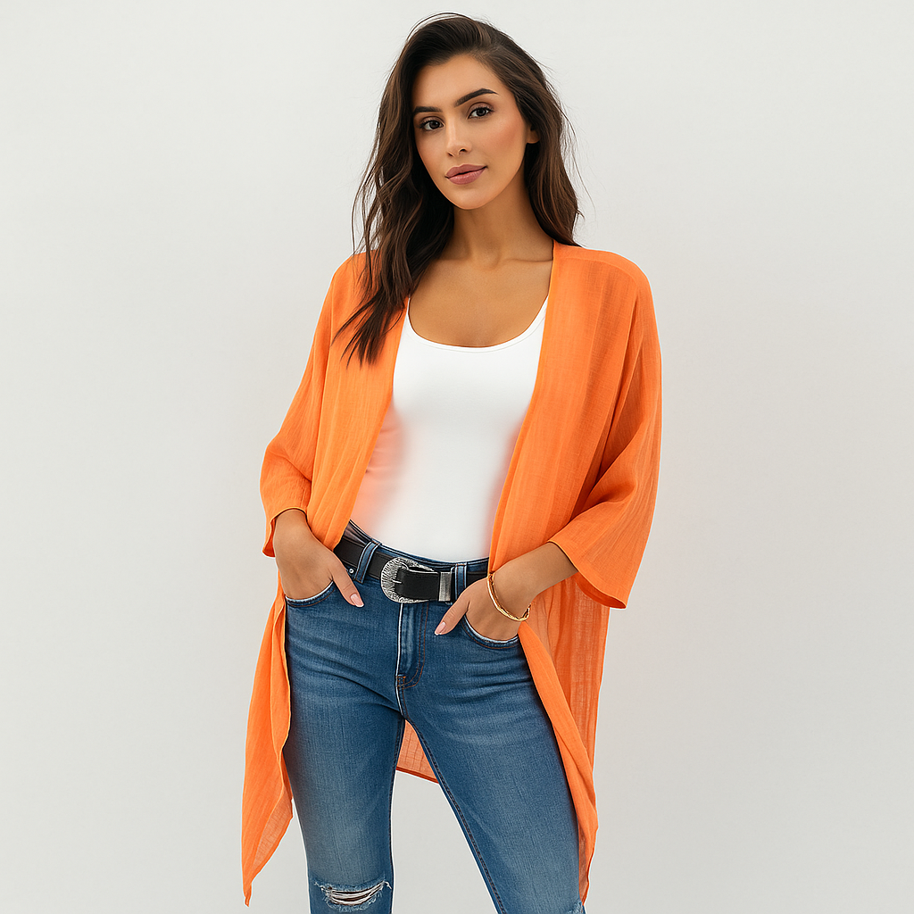 Femme Letvægts Åben Front-Cardigan - Flydende Design - Stilla