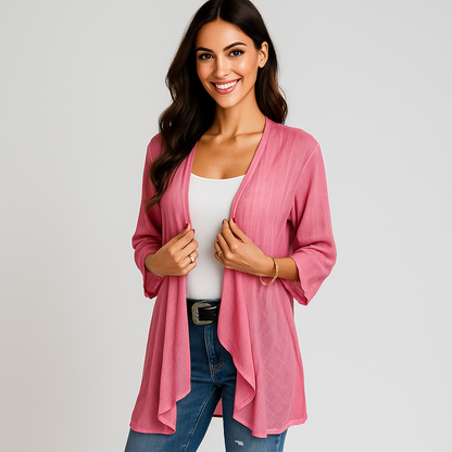 Femme Letvægts Åben Front-Cardigan - Flydende Design - Stilla