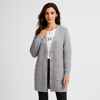 Tekstureret Longline Strikcardigan - Lommer