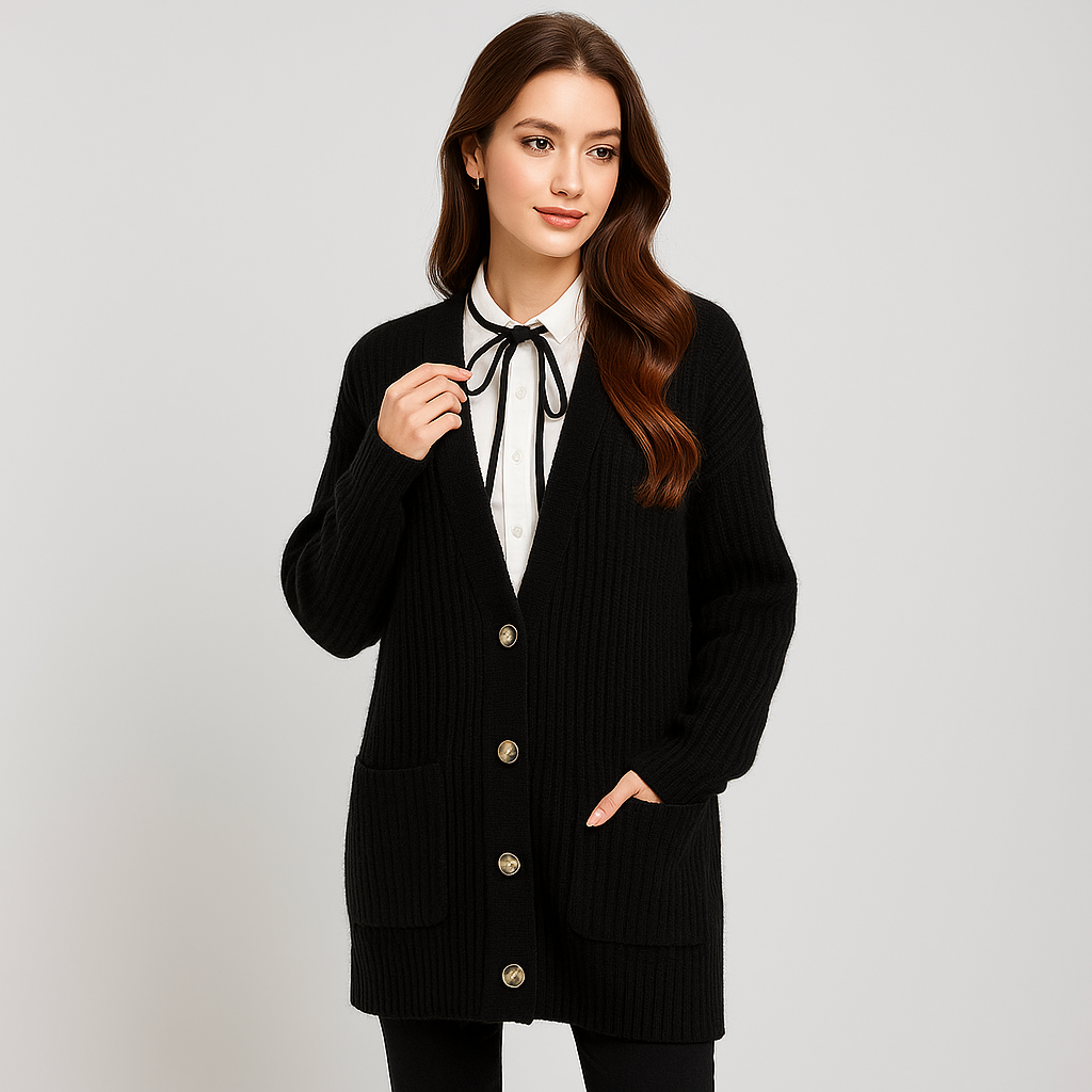 Tekstureret Longline Strikcardigan - Lommer