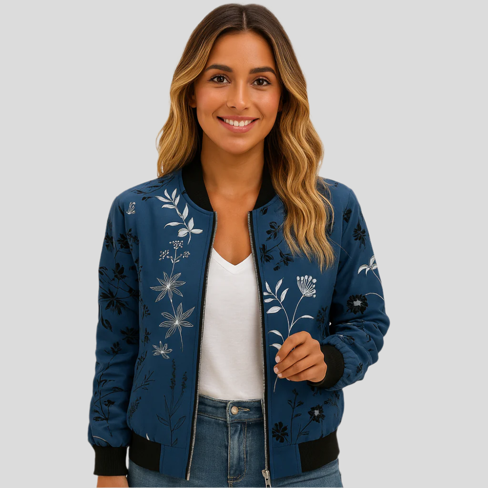 Blomstret Pilotjakke Clotilde – Let Kvindejakke med Print