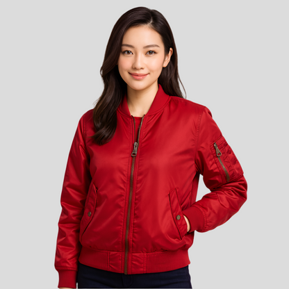 MA-1 Pilotjakke til Kvinder - Klassisk Design - Ribkant