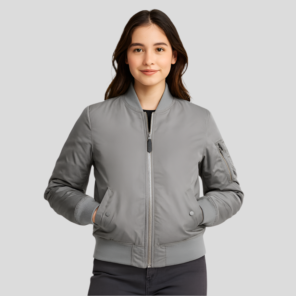 MA-1 Pilotjakke til Kvinder - Klassisk Design - Ribkant