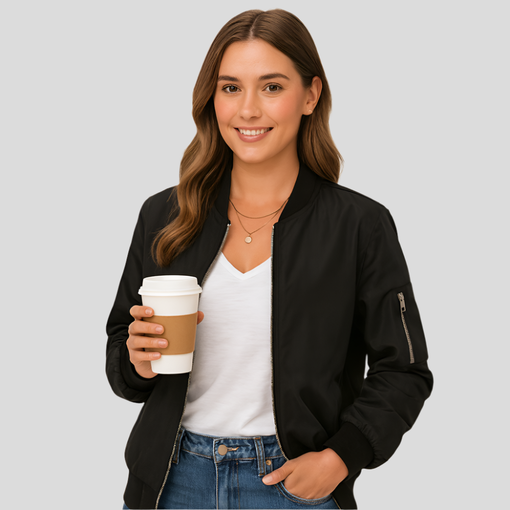 Let aviatorjakke med lynlås - Casual pilotstil til kvinder - Komfort og stil