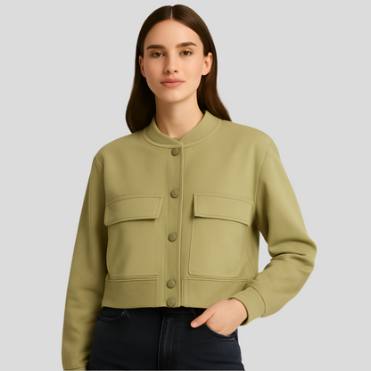 Blød beige pilotjakke til kvinder - Komfortabel afslappet stil