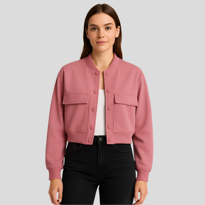 Blød beige pilotjakke til kvinder - Komfortabel afslappet stil