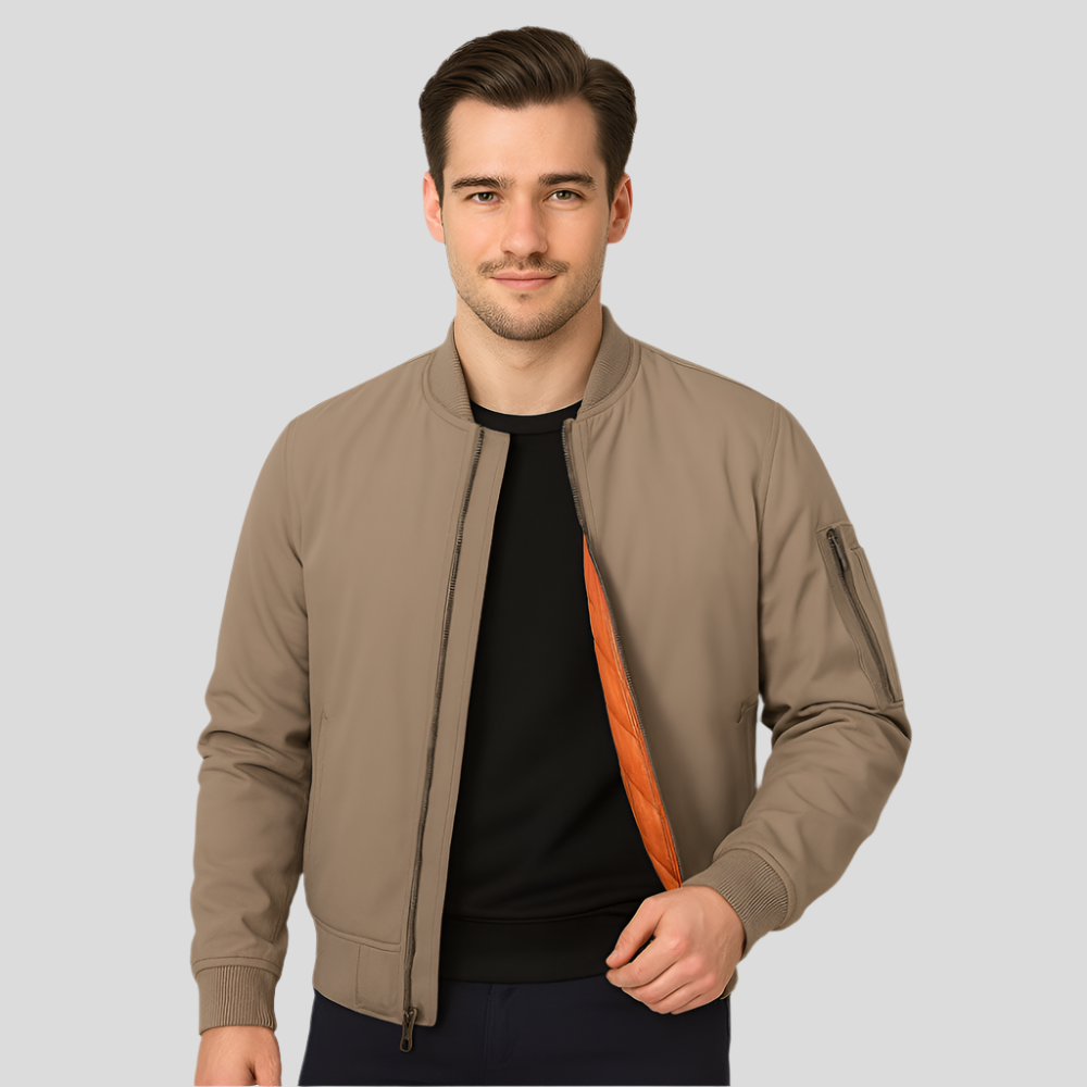 Herre Pilotjakke - Klassisk Design - Tidløs Lynlås-Stil