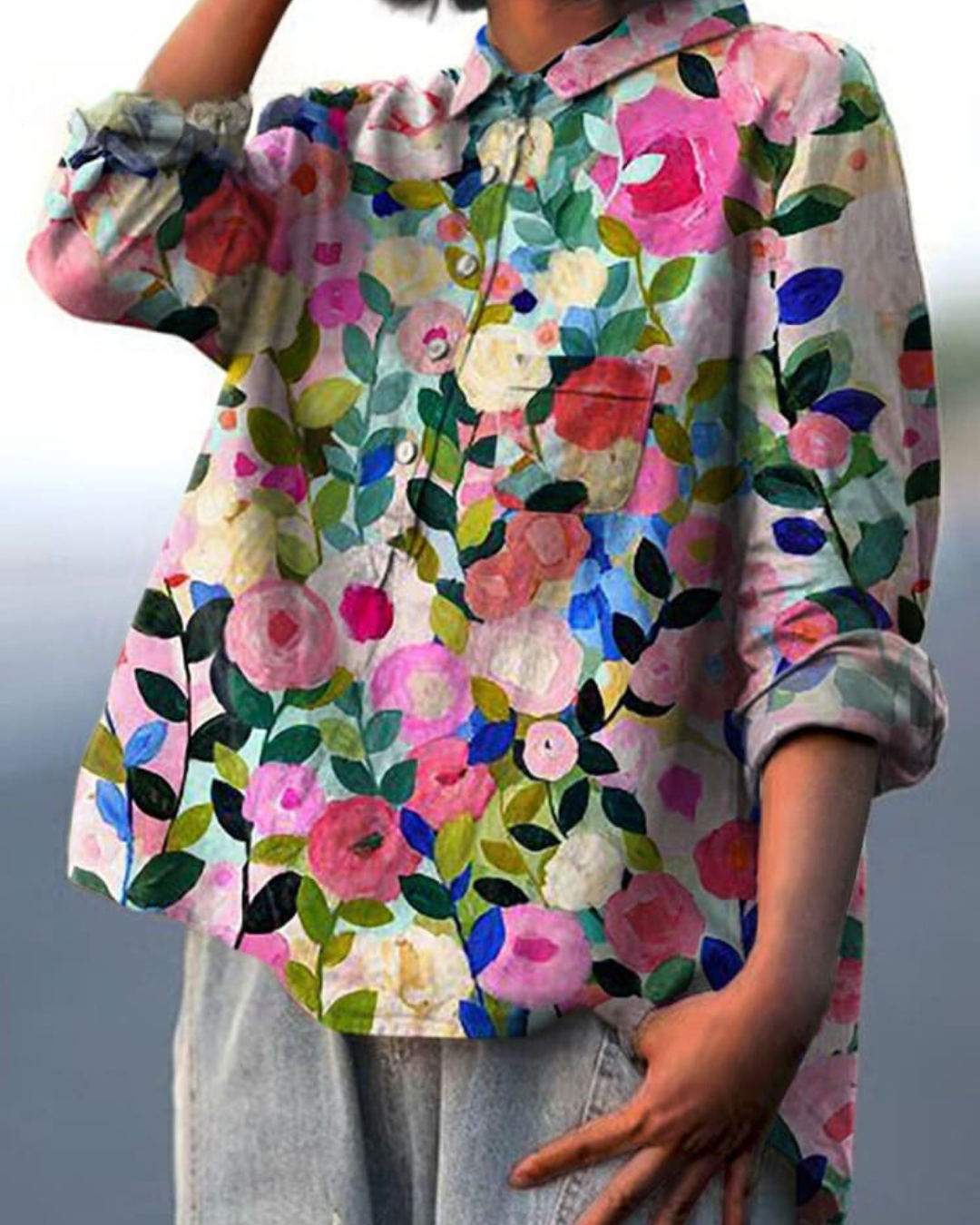Feminint Skjortekjole - Blomstermønster - Moderne Elegance Lonella