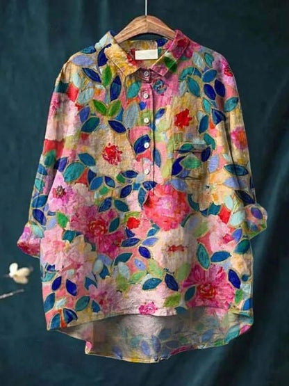 Feminint Skjortekjole - Blomstermønster - Moderne Elegance Lonella