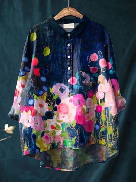 Feminint Skjortekjole - Blomstermønster - Moderne Elegance Lonella
