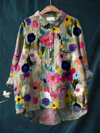 Feminint Skjortekjole - Blomstermønster - Moderne Elegance Lonella