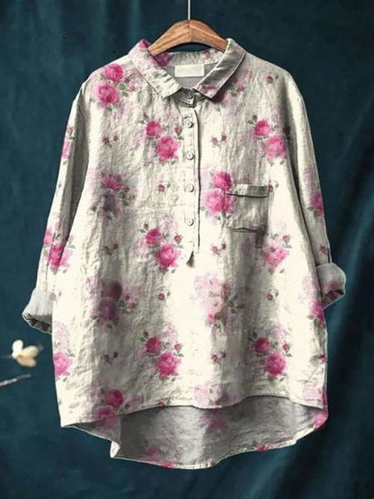 Feminint Skjortekjole - Blomstermønster - Moderne Elegance Lonella