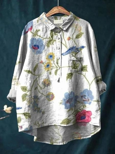 Feminint Skjortekjole - Blomstermønster - Moderne Elegance Lonella