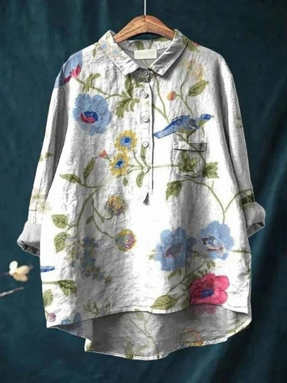 Feminint Skjortekjole - Blomstermønster - Moderne Elegance Lonella