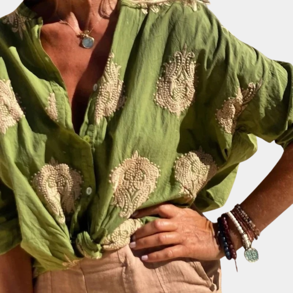 Freja - Bluse med Tryk til Kvinder - Unik Elegance Lonella
