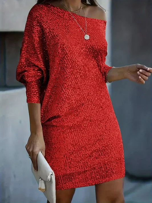 Jeanifer - Off-Shoulder Mini-kjole - Lange Ærmer Lonella