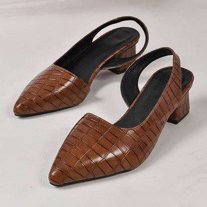 Slingback Højhælede Sko til Kvinder i Krokodilleskind med Blokhæle Lonella