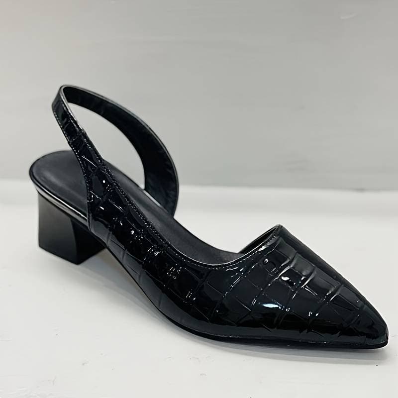 Slingback Højhælede Sko til Kvinder i Krokodilleskind med Blokhæle Lonella