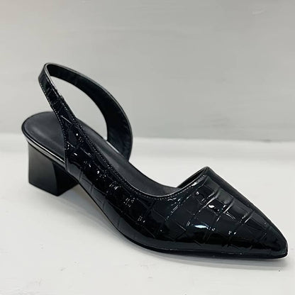 Slingback Højhælede Sko til Kvinder i Krokodilleskind med Blokhæle Lonella