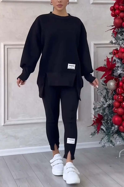 Jessica - Sweatshirt og leggings - Slids i kanten
